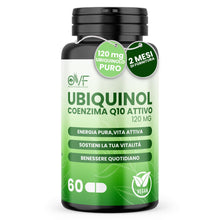 Carica l'immagine nel visualizzatore di Gallery, OVF Coenzima Q10 Attivo Ubiquinolo 120mg, 60 Capsule Vegetali, per Vitalità e Benessere, Coenzyme Q10 Integratore Alta B