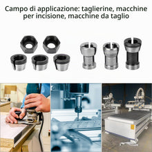 Carica l'immagine nel visualizzatore di Gallery, QWORK® 6 pezzi mandrini per pinze per router, acciaio al carbonio, adattatori elettrici per router per macchine per la l