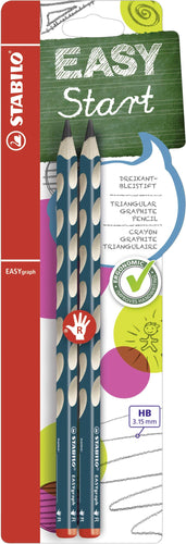 Matita Ergonomica triangolare - STABILO EASYgraph per Destrimani in Petrolio - Pack da 2 - Gradazione HB