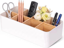 Carica l'immagine nel visualizzatore di Gallery, AiQInu Organizer Scrivania e Portapenne Bianca, Porta Penne per Scrivania con 8 Scomparti Rimovibili, Desk Organizer Ufficio per Telecomando, Conservazione Cosmetici, Accessori Scrivania