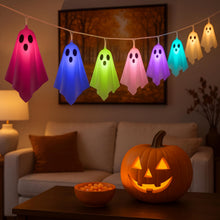 Carica l'immagine nel visualizzatore di Gallery, CNMTCCO Lot di 10 luci LED fantasma di Halloween con custodie in tessuto, alimentate a batteria, luminose e lampeggianti