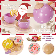 Carica l&#39;immagine nel visualizzatore di Gallery, AOLEVA Set da Tè Giocattoli in Legno, Set Cucina Legno Bambini Accessori Cucina Giocattolo Servizio da Tè Gioco di Imitazione Regalo per Bambini Bambina 3 4 5 Anni