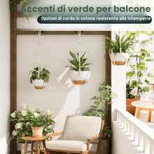 Carica l'immagine nel visualizzatore di Gallery, Bamworld Portavasi Sospeso Macrame per Piante da Interno 85 cm, Cesto Appendibile con Perline Legno, Senza Nappe Decoraz