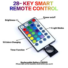 Carica l'immagine nel visualizzatore di Gallery, Ghirlanda di luci a LED con batteria, per interni, 50 LED, 16 colori cangianti, RGB, luci super luminose con telecomando