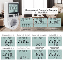 Carica l'immagine nel visualizzatore di Gallery, KETOTEK Misuratore Consumo Elettrico, Contatore Energia Elettrica 11 Modalità di Monitoraggio 3680W, Misuratore di Poten