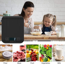 Carica l&#39;immagine nel visualizzatore di Gallery, Bilancia Da Cucina Digitale, 5 kg, Bilancia Elettronica In Acciaio Inox, Elegante Bilancia Alimentare Ultra Sottile, Bilancia Elettronica Per Casa e Cucina Con Display Lcd, Funzione Tara (Nero-5kg)