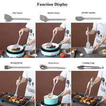 Carica l'immagine nel visualizzatore di Gallery, 38 Pezzi Set Di Utensili Da Cucina Con Portautensili, Testa In Silicone E Manico In Inossidabile Pentole, Da Cucina Per Di Utensili, Gadget Da Cucina Antiaderenti, Lavabili In Lavastoviglie (Argento)
