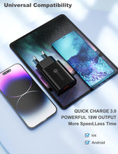 Carica l'immagine nel visualizzatore di Gallery, 4 Pezzi Caricatore USB Quick Charge 3.0 18W, Carica Batterie Cellulare, Universale Caricabatterie Alimentatore Spina USB