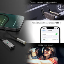 Carica l'immagine nel visualizzatore di Gallery, Bluetooth 5.3 Adapter USB a 3.5mm Femmina per Ricevitore, per Aggiungere Bluetooth a Cuffie, Auto, Altoparlanti e Amplif