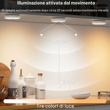 Carica l'immagine nel visualizzatore di Gallery, 6 Luci Notturne con Sensore di Movimento, Luce LED Ricaricabile USB, Illuminazione per Armadio, 3 Modalità, Sensore di M