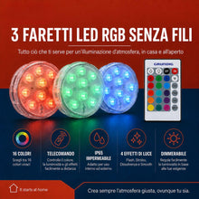 Carica l'immagine nel visualizzatore di Gallery, Grundig Faretto senza fili, set di 3 pezzi, faretto a LED con telecomando, illuminazione RGB con cambio di colore, faret