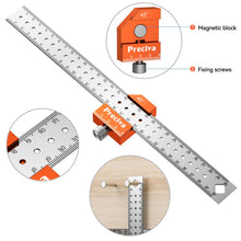 Carica l'immagine nel visualizzatore di Gallery, Righello Falegname, Preciva Carpentiere Posizionamento, Steel Ruler, Righellidi Misurazione Dell'angolo, Righello di Mis