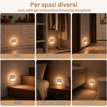 Carica l'immagine nel visualizzatore di Gallery, 4 Pezzi Luce Notturna con Sensore di Movimento, LED Ricaricabile USB C, Bianco Caldo Regolabile, Installazione Magnetica
