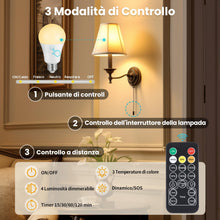 Carica l'immagine nel visualizzatore di Gallery, Lampadina LED E27, Lampadina Ricaricabile USB Con Telecomando Timer, Lampadine LED a Batteria con Dimmerabile a 3 Colori