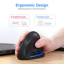 Carica l'immagine nel visualizzatore di Gallery, ECHTPower 2024 Upgrade Mouse Verticale Senza Fili 2.4GHz, 4800 DPI a 6 Livelli Regolabili, Porta Type-C, Scatto Silenzioso, con LED RGB, Mouse Ergonomico per Laptop, Desktop, PC, Macbook