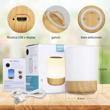 Carica l'immagine nel visualizzatore di Gallery, Görvitor Lampada da Comodino Senza Fili, Touch Luce Notturna Bambini Led, Batteria Lampada Led Ricaricabile con 8 RGB C