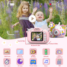 Carica l&#39;immagine nel visualizzatore di Gallery, Hangrui Macchina Fotografica Bambini, 2.0 Pollici Schermo 1080P HD Ricaricabile Fotocamera Digitale Bambini con Scheda 32GB,Regali Giocattolo di Natale &amp; Compleanno per Ragazze Ragazzi 3-10 Anni-Rosa