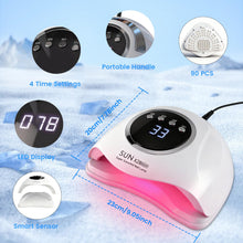Carica l'immagine nel visualizzatore di Gallery, Lampada UV LED professionale da 500 W con 90 LED - Sensore intelligente e 4 timer per un'asciugatura rapida dello smalto gel - Asciugatore per unghie di qualità professionale per uso domestico