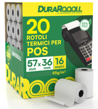 Carica l'immagine nel visualizzatore di Gallery, 20 Rotoli Carta per POS 57x36 Rotolini Termici Compatibile con Nexi SumUp