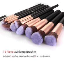 Carica l'immagine nel visualizzatore di Gallery, BESTOPE Set di 16 Pennelli per il Make-up Professionali per il Trucco, Eyeliner, Ombretto, Sopracciglia, Fondotinta Liquido, Oro Rosa