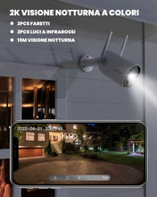 Carica l&#39;immagine nel visualizzatore di Gallery, ieGeek 2K Telecamera Wi-Fi Interno/Esterno Senza Fili a Batteria, Videocamera di Sorveglianza a Faretti con Visione Notturna a Colori, Allarme con Rilevazione PIR, Sirena,Audio a 2 Vie,IP65