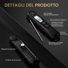 Carica l'immagine nel visualizzatore di Gallery, DOQAUS Termometro da Cucina Digitale, Termometro Alimenti Lettura Istantanea con Pieghevole Sonda Lunga, Termometro Alim
