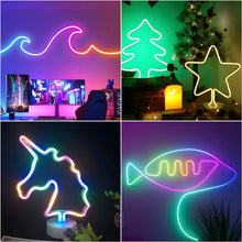 Carica l'immagine nel visualizzatore di Gallery, Striscia LED neon RGB IC 2 metri, USB IP67 con app Bluetooth e telecomando IR, sincronizzazione musicale, striscia lumin