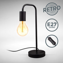 Carica l'immagine nel visualizzatore di Gallery, B.K.Licht, Lampada da tavolo retrò, attacco per lampadina E27 non inclusa, interruttore sul cavo, abat-jour da comodino 