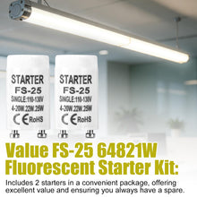 Carica l'immagine nel visualizzatore di Gallery, 2 Starter FS-25 per Lampade Fluorescenti da 4-20W 22W 25W