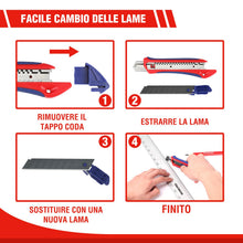 Carica l'immagine nel visualizzatore di Gallery, WORKPRO Taglierine Professionali 5 Pezzi, Cutter 18 mm SK5