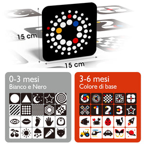 hahaland Carta Stimolazione Sensoriale Visiva, Flash Cards Neonati, Giochi Neonato 0-3-6 Mesi Carta Nero Bianco Alto Contrasto, 20 Pezzi 40 Immagini