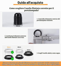 Carica l'immagine nel visualizzatore di Gallery, DiCUNO E27 Anello a Vite per portalampada, 39MM, Bianco, 4 Pezzi