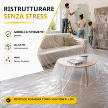 Carica l'immagine nel visualizzatore di Gallery, 6x Teli Copritutto 4x5m – 120m² Totali – Telo Protettivo Extra Resistente e Trasparente per Pittura, Ristrutturazioni e 