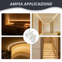 Carica l'immagine nel visualizzatore di Gallery, Set di 10 connettori per strisce LED COB a 2 pin, 8 mm, connettori angolari a forma di L e connettori centrali trasparen