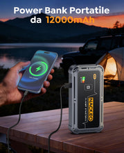 Carica l'immagine nel visualizzatore di Gallery, Avviatore Batteria Auto 5000A, Avviatore di Emergenza per Auto/Moto (Fino a 9.0L Gas/8.5L Diesel) 12V Booster Avviamento con Torcia a LED, Ricarica Rapida, Cavi Avviamento, Compatto (5000A)