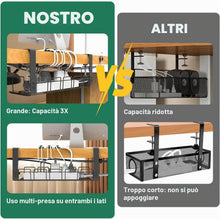 Carica l'immagine nel visualizzatore di Gallery, Gestione dei cavi sotto il vassoio della scrivania, senza trapano, cestino per cavi da tavolo per ciabatte e cavi, senza viti, morsetto organizer per cavi, per casa, ufficio, cucina e scrivanie in