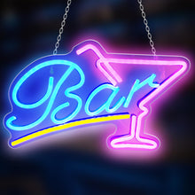 Carica l'immagine nel visualizzatore di Gallery, Targa da bar illuminata, targa al neon a LED, targa personalizzata, targa al neon cocktail, USB, rosa blu, targa al neon