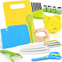 Carica l'immagine nel visualizzatore di Gallery, Set di Coltello da Cucina per Bambini per la vera cucina- 17 pezzi Coltelli di sicurezza per bambini per tagliare e cuoc