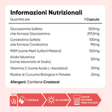 Carica l'immagine nel visualizzatore di Gallery, Glucosamina Condroitina MSM, Acido Ialuronico, Vit C e Curcuma, 6 Mesi, Glucosamina Complex, La Vitamina C Contribuisce alla Normale Formazione del Collagene per la Normale Funzione delle Ossa (EFSA)