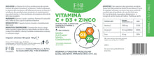 Carica l'immagine nel visualizzatore di Gallery, FB Pharma - Integratore di Vitamina C + Zinco + Vitamina D3 - Alto dosaggio, 180 capsule - Formula studiata in Italia