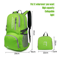 Carica l'immagine nel visualizzatore di Gallery, Lywencom Zaino da trekking, 30l sportivo leggero pieghevole impermeabile zaino ultraleggero per campeggio all'aperto picnic escursionismo corsa borsa scuola con pioggia(verde)