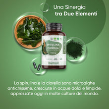 Carica l'immagine nel visualizzatore di Gallery, Spirulina e Clorella Biologiche Certificate, 240 Capsule Vegane Superfood