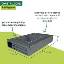 Carica l'immagine nel visualizzatore di Gallery, Windhager Trappola Multipla per Topi vivi - è costituito da Acciaio zincato - trappole Topi Interno - Facile da Usare, F