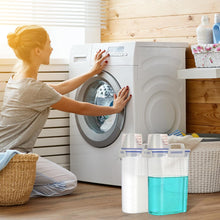 Carica l'immagine nel visualizzatore di Gallery, VINATO Contenitore Ermetico 2.5L per Detersivo in Polvere e Lettiera per Gatti, Box con Beccuccio e Scala di Misura, Materiale PP per Lavanderia e Casa, Coperchio Bianco