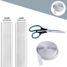 Carica l'immagine nel visualizzatore di Gallery, 5 Metri Feltro Adesivo Forte Bianco Rotolo Biadesivo Hook &amp; Loop 2 pezzi Nastro a Strappo Adesivo per Tessuto Zanzariere