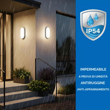 Carica l'immagine nel visualizzatore di Gallery, ANWIO Applique da Esterno Bianco, Luci da Esterno 14w, 1400lm, Luce Bianca Naturale 4000k, IP54, Lampada da Parete Ovale