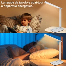 Carica l'immagine nel visualizzatore di Gallery, lampada da scrivania,lampada da lettura,dimmerabile lampada da tavolocon porta USB, 3 modalità di illuminazione, lampada da comodino pieghevole per lettura,unghie,lavoro,studiare,ufficio,dormitorio