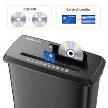 Carica l&#39;immagine nel visualizzatore di Gallery, Amazon Basics distruggi documenti da 8 fogli (nuovo modello) con Taglio a striscia, distrugge anche CD e carte di credito, Nero