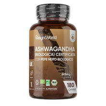 Carica l'immagine nel visualizzatore di Gallery, Ashwagandha e Pepe Nero Bio, 180 Capsule Vegane, 6 Mesi di Scorta Bio