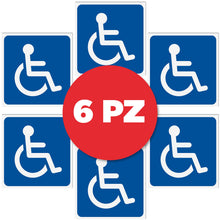 Carica l'immagine nel visualizzatore di Gallery, 6 Adesivi Disabili Invalidi cm 12x12 | Per Auto, Camper, Parabrezza, Carrozzeria | Alta Resistenza a Sole e Pioggia | 6 